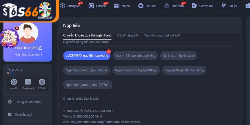 Việc nạp tiền S66 là bước đầu tiên quan trọng
